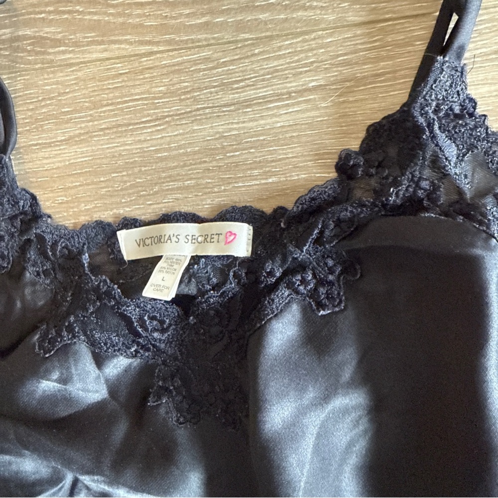 Vintage Victorias Secret Satin Lace Trim Cami Top Heart Label 90s Lingerie Large - Picture 3 of 5
